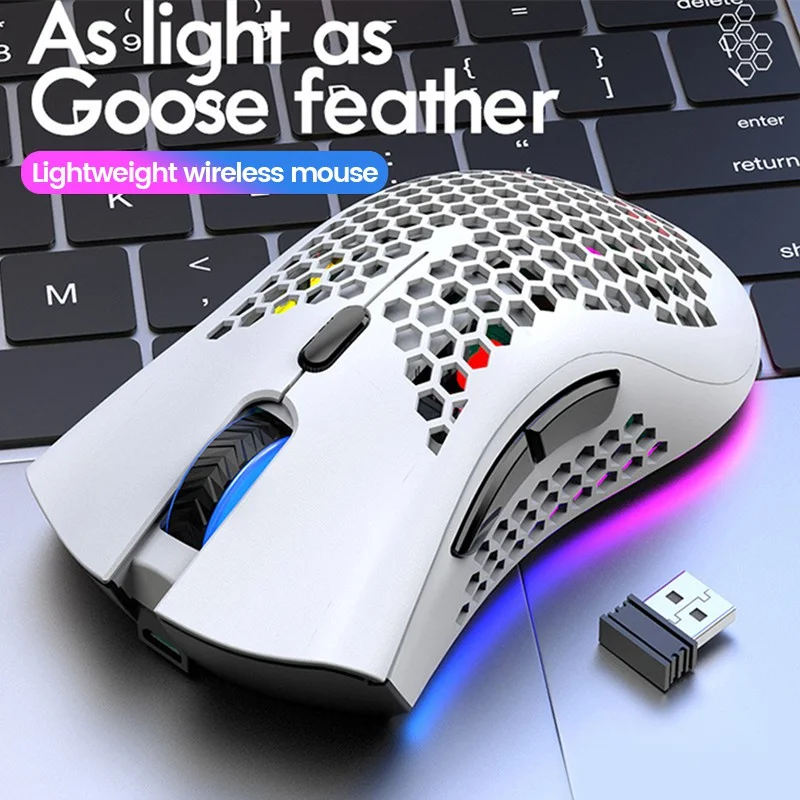 

BM600 2.4G Wireless Mouse Lightweight Honeycomb Design Wireless Gaming Mouse RGB Backlight