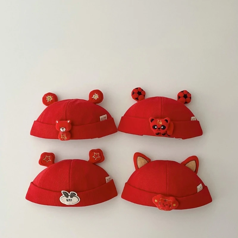 Topi Beanie Baru 2023 Topi Bayi Merah Topi Bonnet Lucu Topi Musim Dingin untuk Bayi 0-3 Tahun