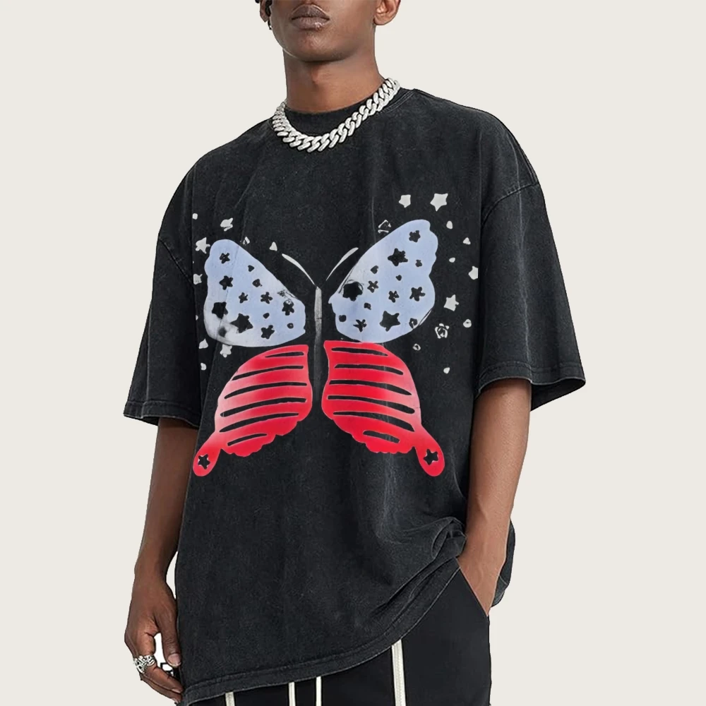 O-Neck Short Sleeve Graphic T Shirts Women Men Unisex Streetwear Vintage Washed Oversized Tee Y2k Clothes 2025 Summer T Shirt