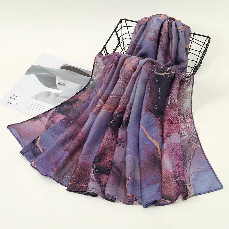 라마단 무슬림 신상 프린트 히잡 여성 스카프 보헤미안 소프트 이슬람 히잡스 풀라드 여성 숄 랩 부판다 헤드스카프