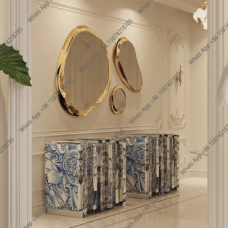 Sm Modern Style Mirror Wall Stickers 3d Decorative Irregular Shape Bedroom Decorative Mirror Living Room Golden Lusterko Home De
