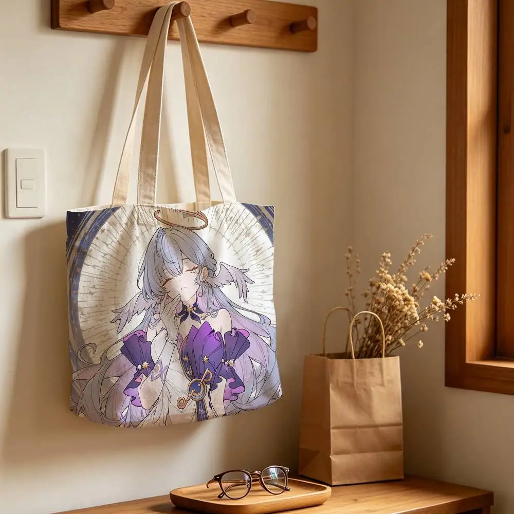 Robin  Printed Canvas Tote Bag with Zipper for Work School and Travel