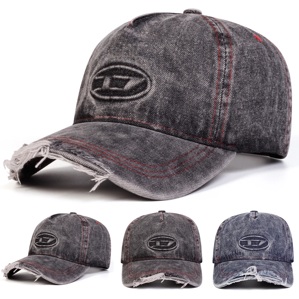 للجنسين مختوم D رسالة الدنيم هول قبعات البيسبول الربيع والخريف في الهواء الطلق قابل للتعديل قبعات عادية واقية من الشمس قبعة قبعة رياضية