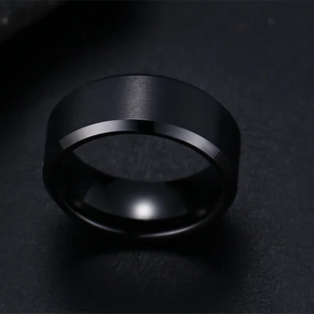 Charm-Schmuckring für Männer und Frauen, Edelstahl, schwarze Ringe, Hochzeit, Verlobung, Band, hochwertiger, mattierter Herrenschmuck