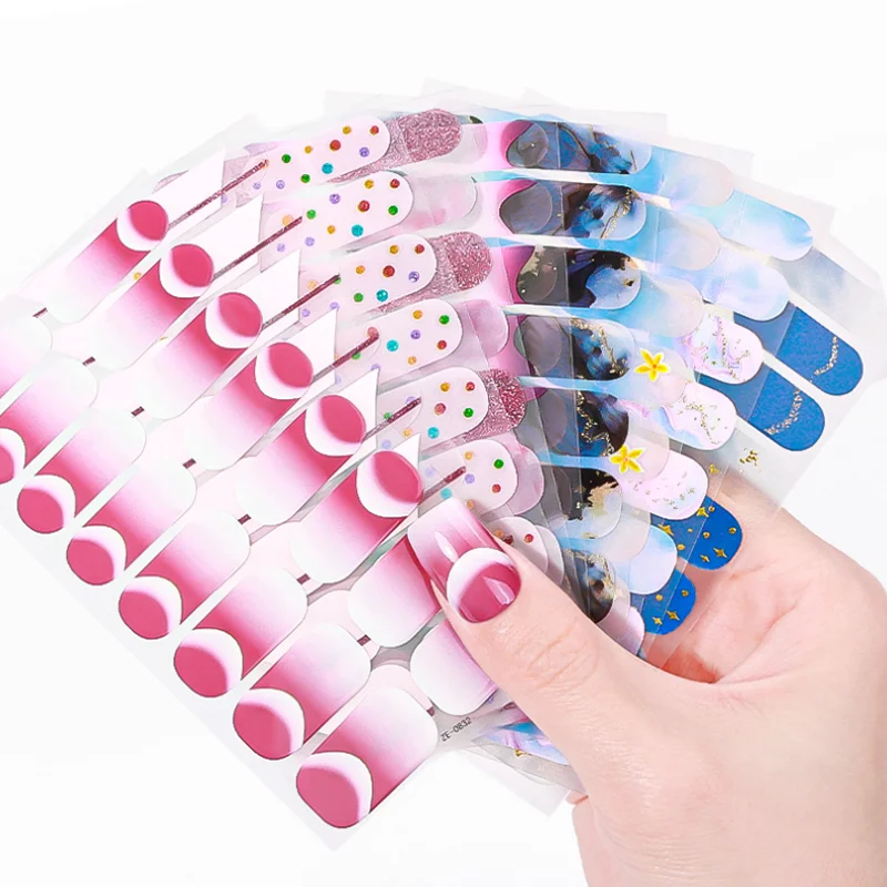 Franse volledige dekking nagelstickers manicure polish sticker wrap decoraties afgewerkte nep nagel patch tips Pegatinas Para Uñas