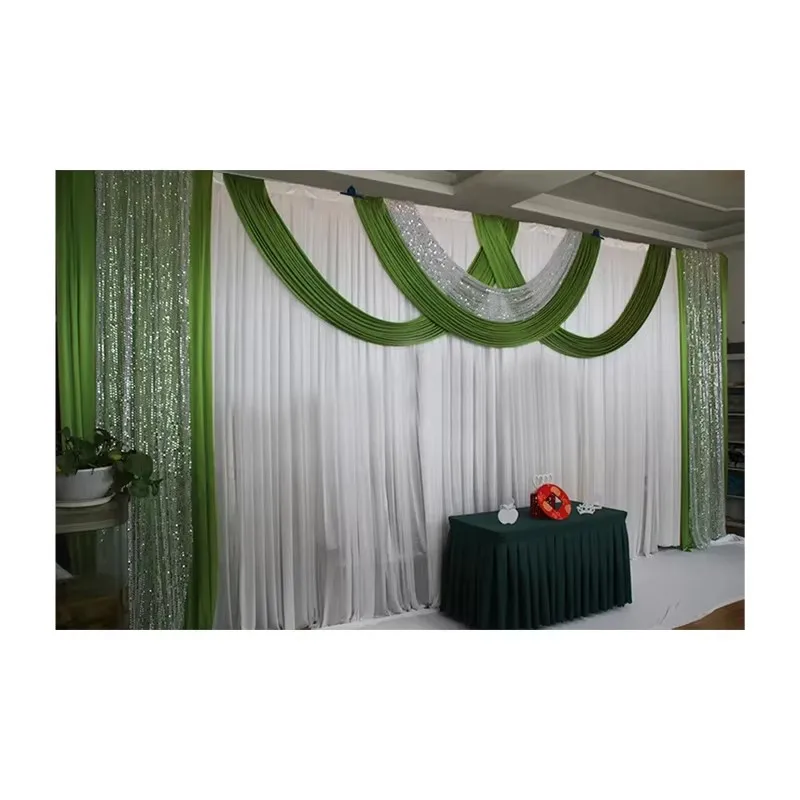

3x6 м/10x20 футов травяной зеленый занавес и драпировка свадебный фон ледяной шелк вечерние занавеска белая драпировка сценический фон панели ледяной шелк