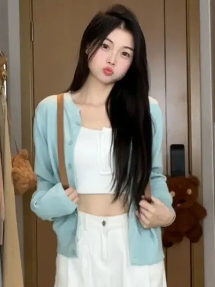 Korean Sle Chic ort Sve Long Sve Women's Sweater Jaet Autumn Winter Outerwear Comfortable Loose Fit  Color