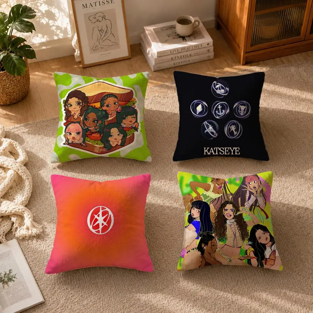 Group-KATSEYES Cushion Cover Soft Short Plush Zippered Cushion Covers 40/45/50cm Square Decor for Sofa Home