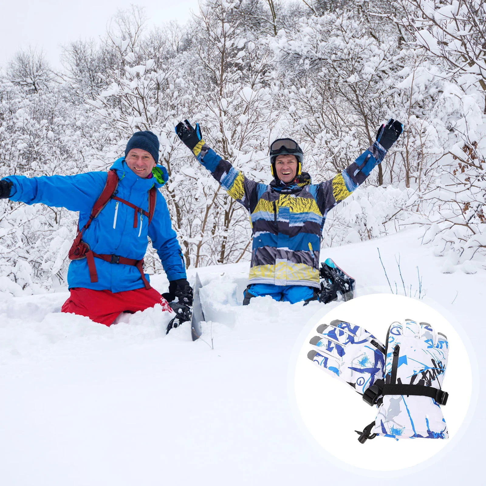 1 زوج قفازات التزلج مقاوم للماء شتاء دافئ المضادة للانزلاق شاشة تعمل باللمس دائم قفازات التزلج في الهواء الطلق لوازم الدراجات المنزلية #2