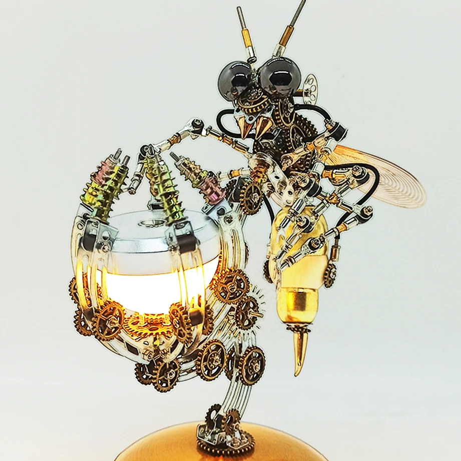 

3D Puzzles Mechanical Wasp Model Kit Metal Colorful lamp With Assemble Tools DIY Assembly Toy for Boys Adults Collection Gift