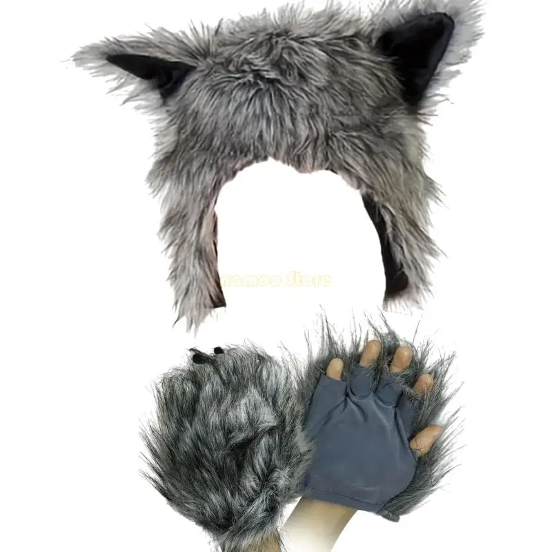 31bf-conjunto-luvas-cinza-pelucia-chapeu-roupa-quente-inverno-acessorio-fantasia-halloween
