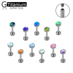 G23 Titanium Lip Nail Internal Thread 12 Colors Opal Piercing Jewelry Men's And Women's Fashion Versatile Earrings