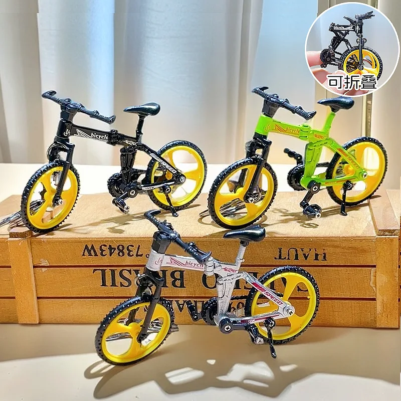 Creative Mini Alloy Diecast Bicycle Foldable Keychain Kids Finger Mountain Bike Model Toys Kids Boys Die-cast Collection Gifts