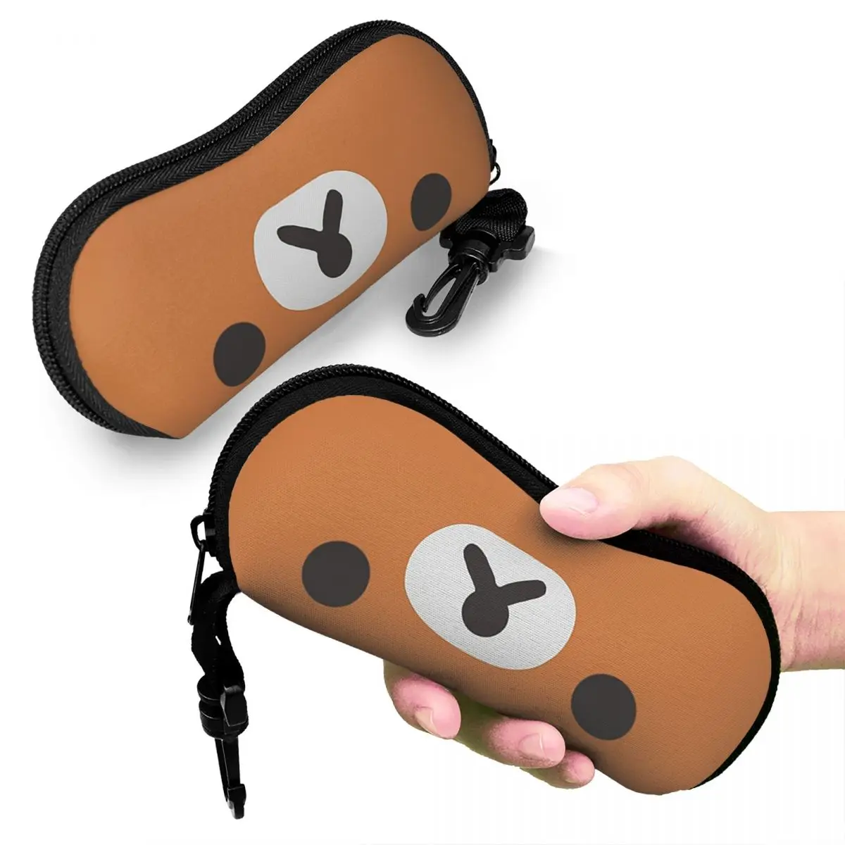 

Rilakkuma Bear Face Shell Glasses Case Protector Sunglasses Box Women Men Soft Eyeglass Bag Pouch