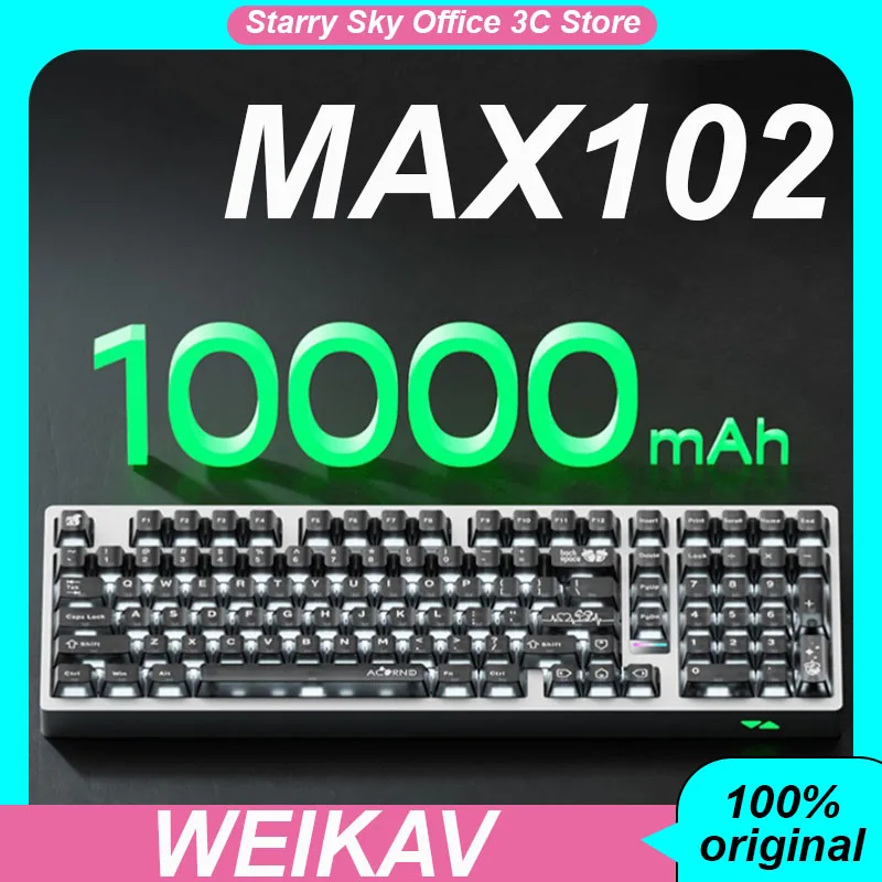 

WEIKAV MAX102 Mechanical Keyboard Wireless Tri-mode Aluminum 101Keys QMK/VIA 10000mAh PC Esports Laptop Gaming Keyboards
