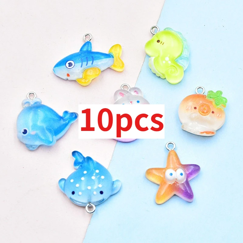 

10pcs Blue Manta Rays Fish Octopus Resin Charms Bulk Cute Ocean Animal Pendant Accessory Diy for Earring Necklace Jewelry Make