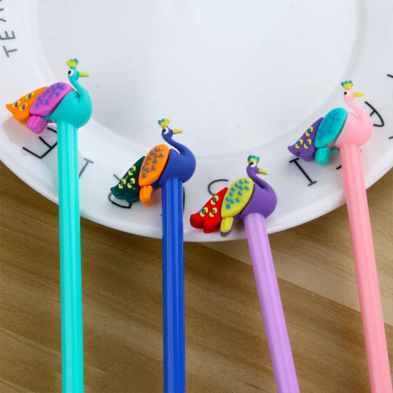 Japan And South Korea New Cute Cartoon Peacock Neutral Pen Creative Animal Black Water-based Pen Student Writing Stationery