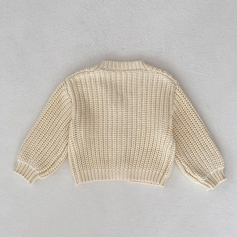 2024 New Autumn Newborn Baby Girls Sweater Toddler Baby Girl Knitting Cardigan Long Sleeved Solid Color Knitted V-neck Coat