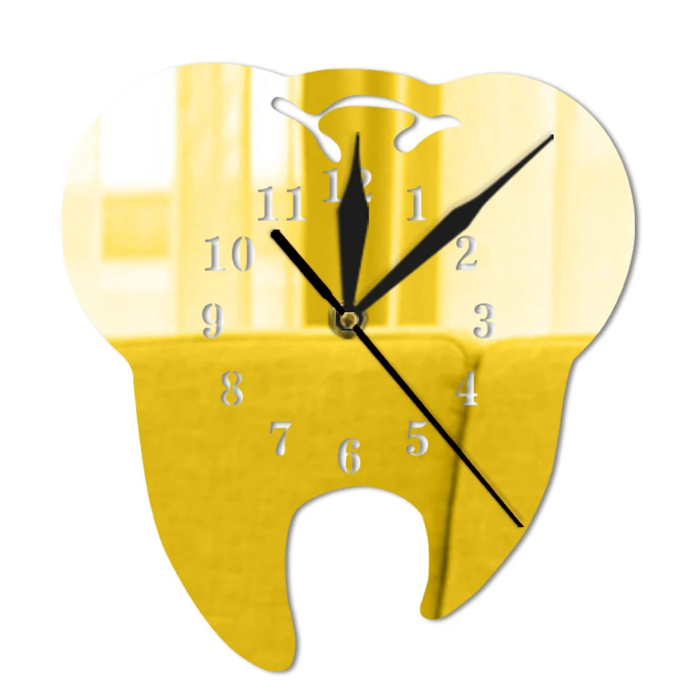 Quartz Scanning Silent Movement Teeth Mirror Wall Clock Multiple Color Options for acrylic Material with Backing
