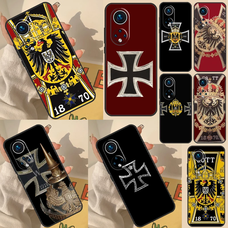 German 1870 Gott mit Uns Iron Cross Case For Huawei Honor X8a X8 X7 X9a 50 70 90 Magic5 Lite P40 P20 P30 P60 Pro P Smart Cover