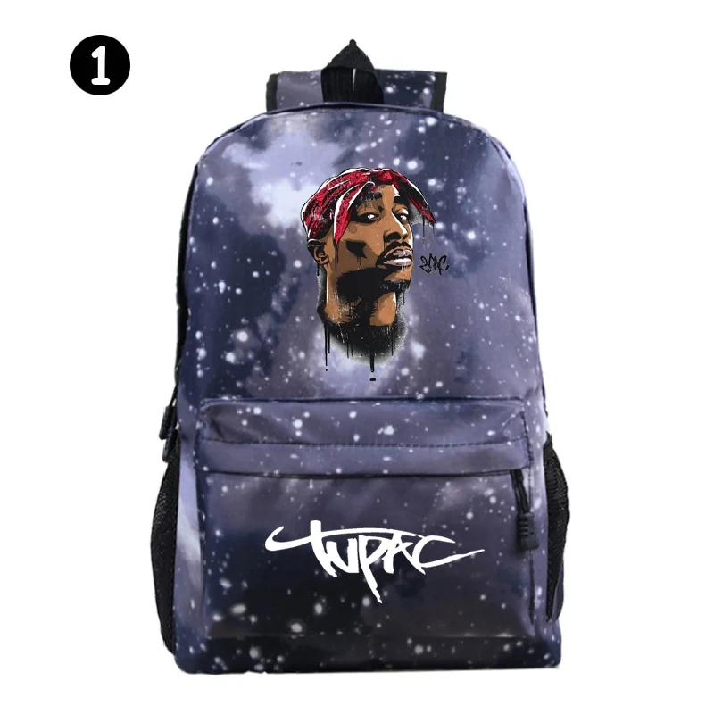 Tupacs S-Shakurs Backpack Men Fashion Personality 2-2Pacs Backpack Teens Casual Travel Backpack