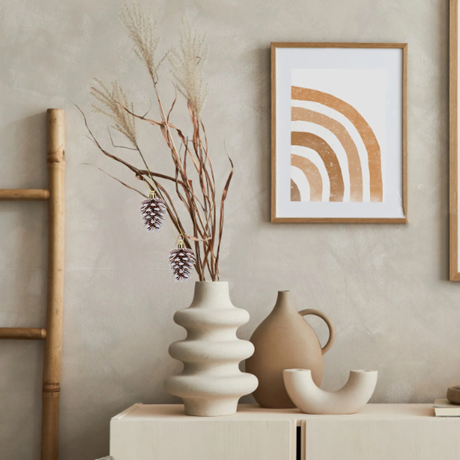 

6pcs Pine Cone Hanging Ornaments Shatterproof Christmas Tree Decor Xmas Party Props Holiday Home Decorations Tree Hanging