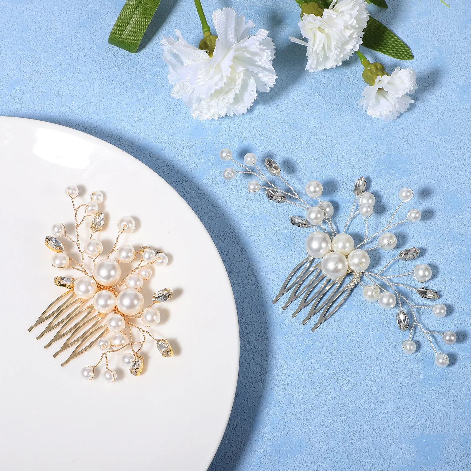 

2 шт. Элегантные гребни для волос с жемчугом и стразами, свадебные заколки для невесты, подружек невесты, матери невесты, для свадеб, вечеринок и выпускных вечеров