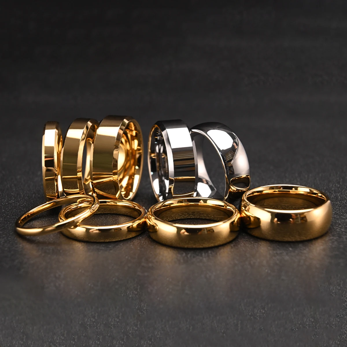 2/4/6/8mm goldener Wolframring für Damen, Anillos de Mujer, Herren, Y2K-Accessoires, Schmuck, Bague, Bijoux Femme, Herren-Eheringe – Detail 7
