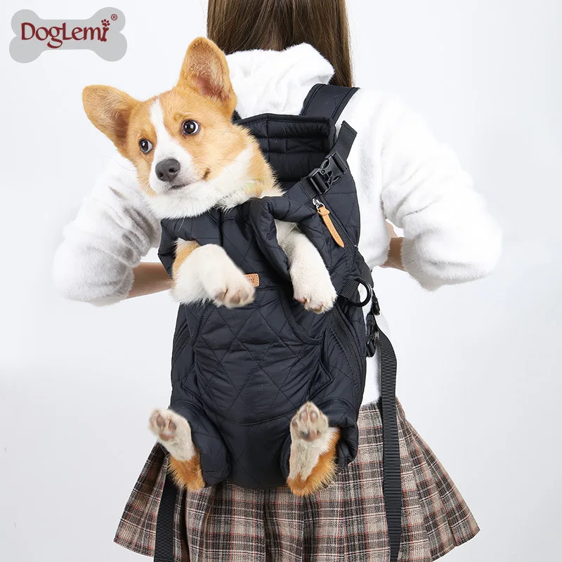 Winter Pet Backpack Thickened Dog Carrying Portable Dog Backpack Cashmere Warm Chest Pet Cat Bag