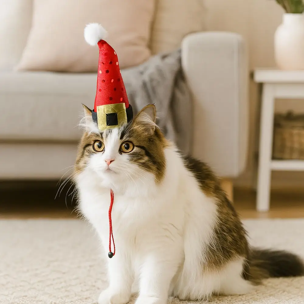 

Delicate Adjustable Pet Christmas Hat Cute Comfortable Pet Santa Hat Soft Colorful Festive Pet Hat Holiday Photos