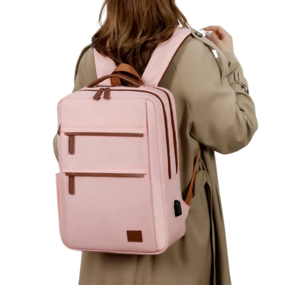 

Simple USB Charging Port Backpack Multi-function Zipper Computer Bag Oxford Fabric Waterproof Student Schoolbag Travel