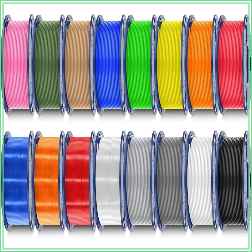 

16 Color PLA Filament Bundle, 1.75mm, 0.25kg per Spool, 4kg Total, 12 Solid + 4 Transparent