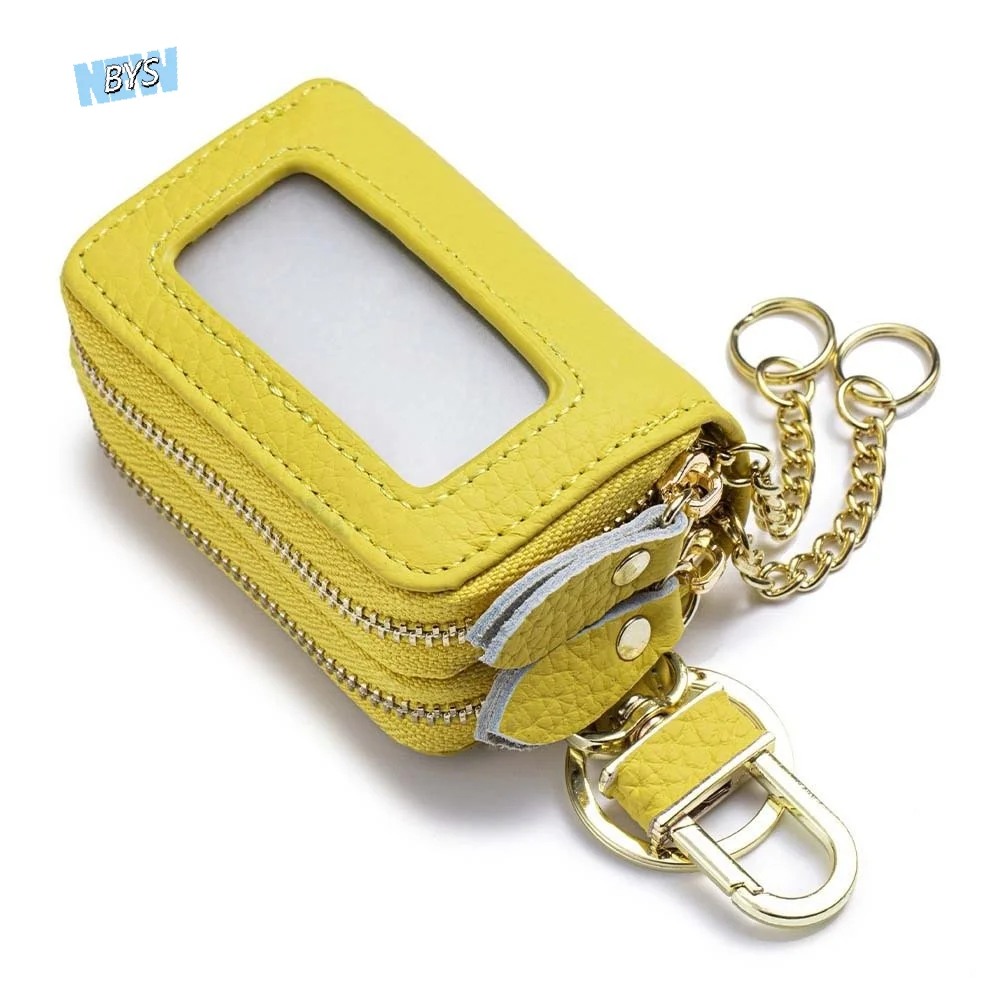 

Portable Hanging Coin Purse Exquisite Double Zipper Leather Car Key Pouch Anti-splash Water Anti-lost Small Item Bag Women Girls