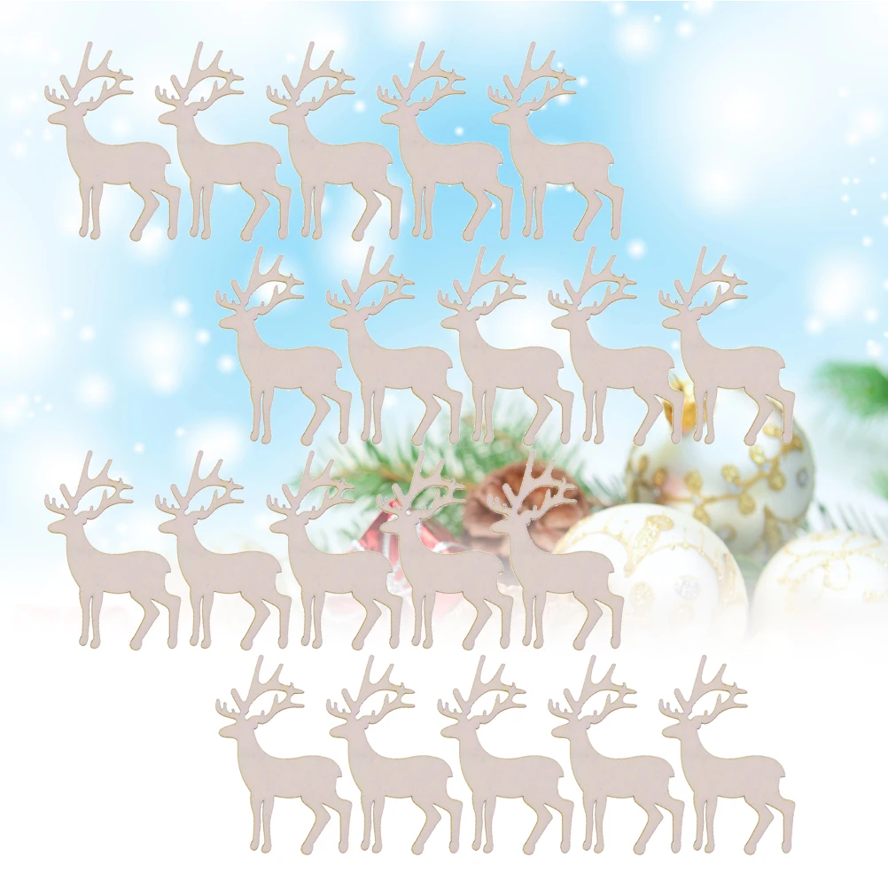 

20pcs Deer Wood Slices Smooth Lightweight Durable Diy Crafts Accessories For Home Decor Animal Wooden Ornaments Wall Window Door