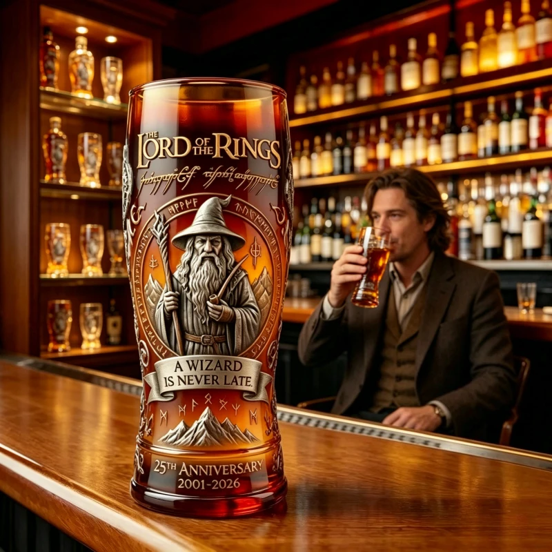 Fantasy-Film Zauberer Pintglas, Bierkrug mit dem Zitat „Ein Zauberer ist nie spät dran“, Sammlerstücke