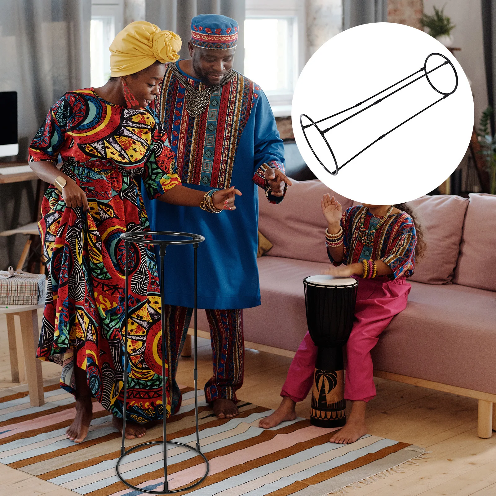 

Ergonomic African Djembe Stand Adjustable for Sitting Standing Adult Beginners Metal Hand Drum Support Performance Rack