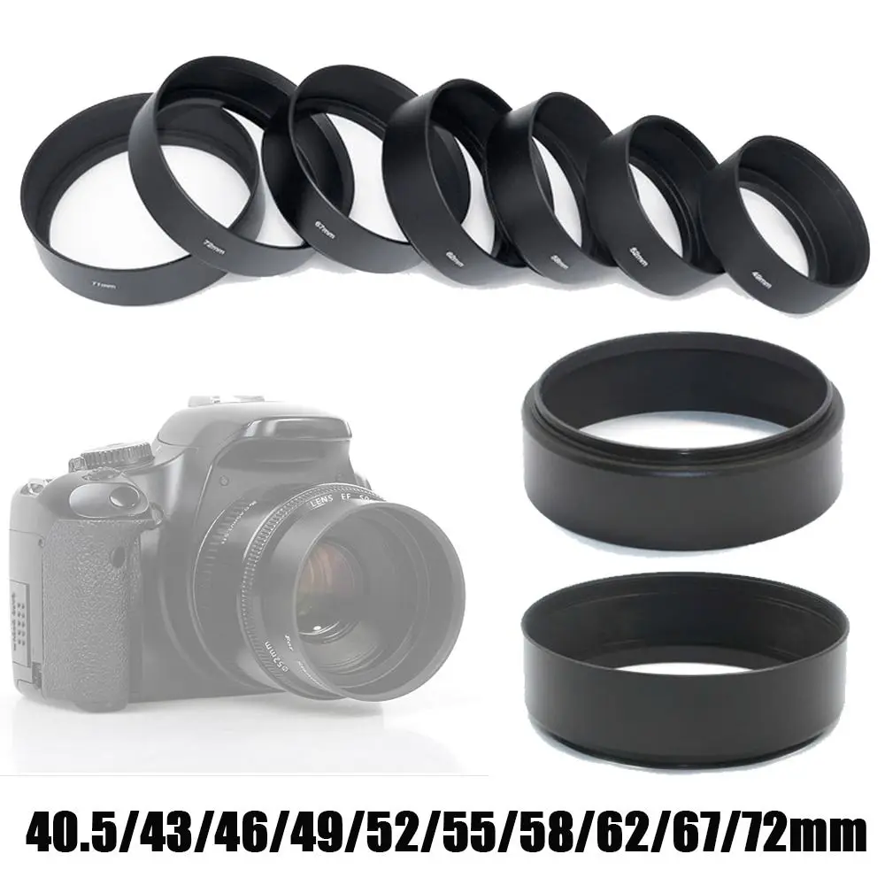 Metal Lens Hood for Canon for Nikon Mid Focus Screwed Lens Hood Protective Shield Sunshade 40.5/43/46/49/52/55/58/62/67/72mm