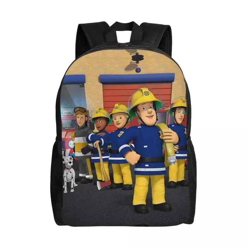 Customized Fireman Sam Backpacks for Men Women School College Students Bookbag Fits 15 Inch Laptop Bags