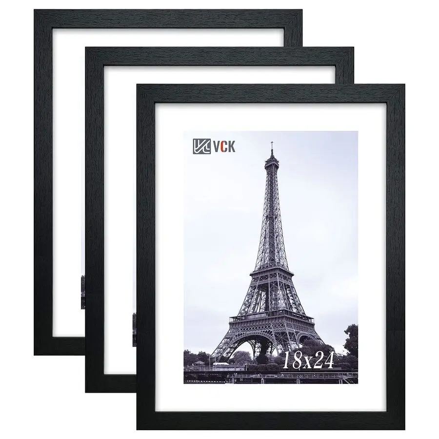 

18x24 Poster Frames 3 Pack Black MDF Wood and Polished Plexiglass Frame,Display Pictures in Horizontal and Vertical