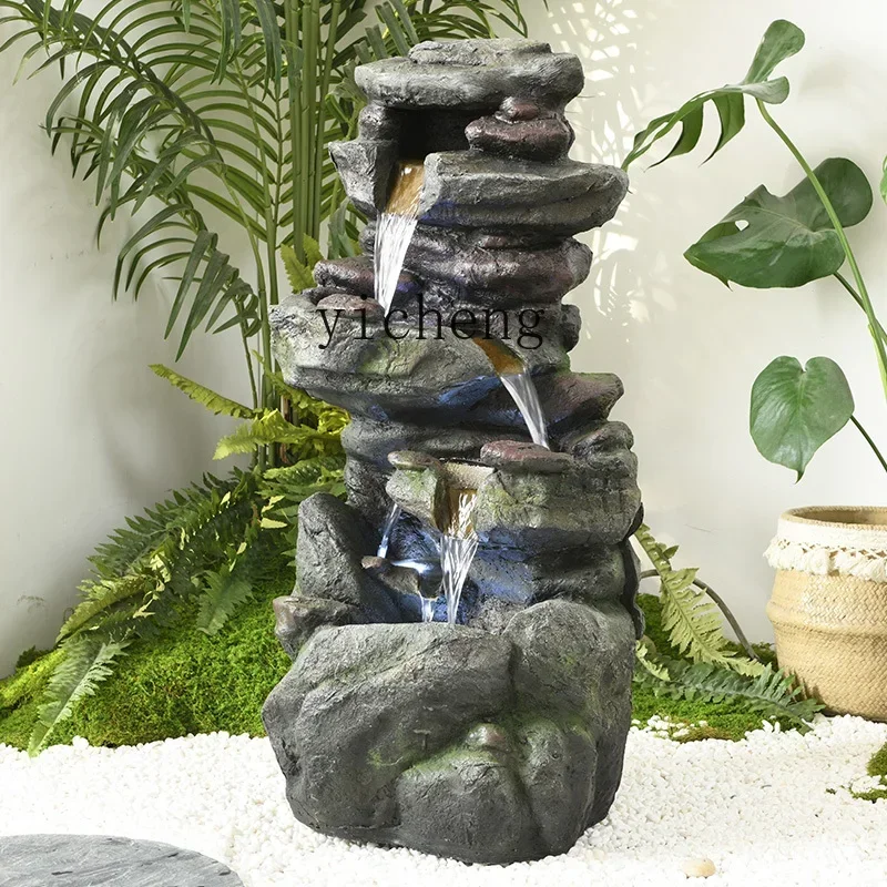 W28ZYY Lucky Rockery Flowing Water Ornament Circulating Water Pastoral Garden Landscaping Creative Home Decoration