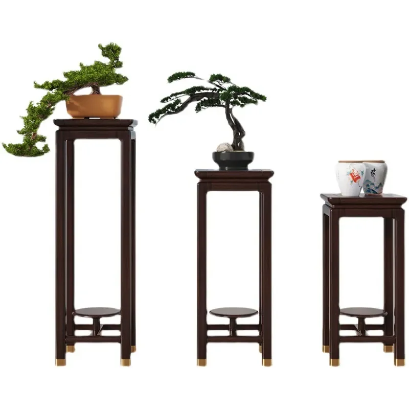 New Chinese Style Purple Gold Sandalwood Solid Wood Flower Stand Combo Shelf for Balcony Living Room Indoor Plant Pot Display