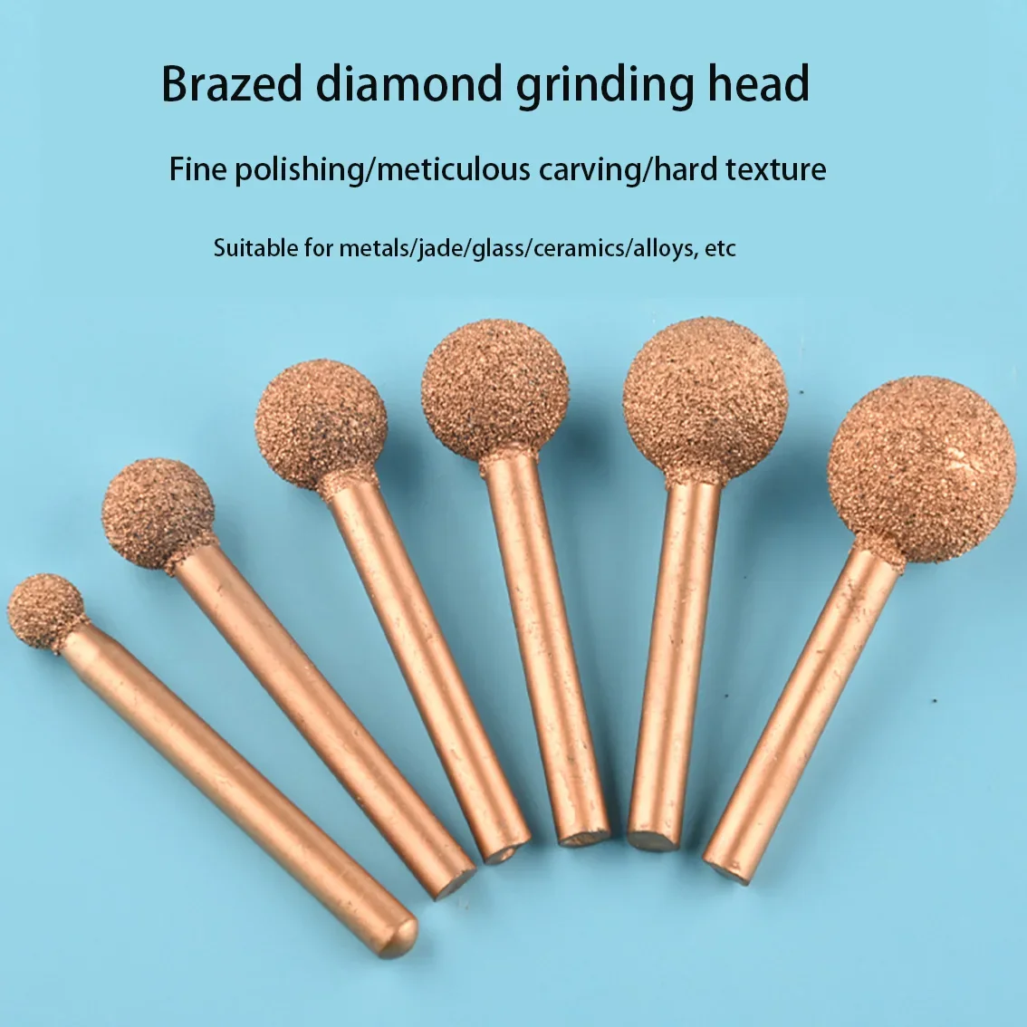 Diamond Grinding Headwith Handle Spherical Alloy Grinding Head With Coarse Sand Fine Sand For Metal/Jade/Glass/Finely Polished