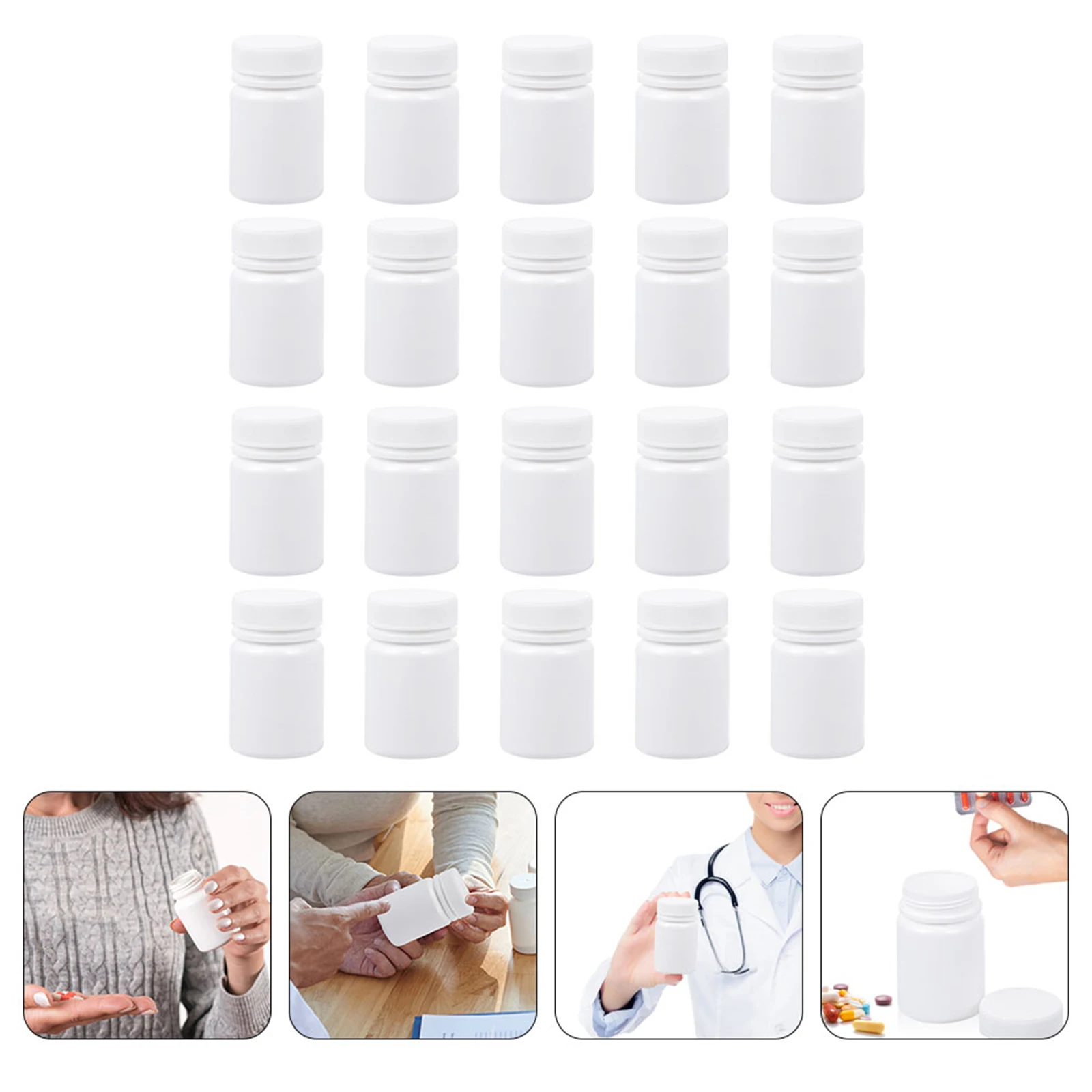 

30Pcs Capsule Medicine Bottles Plastic Round Pill Container Moistureproof for Portable Vitamins Pills Storage Bottles
