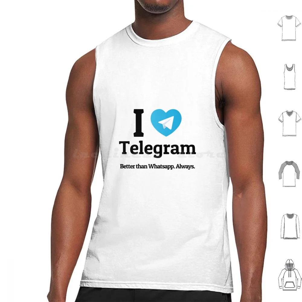 I Love Telegram Tank Tops Vest Sleeveless Telegram Whataspp Nerd Android Ios