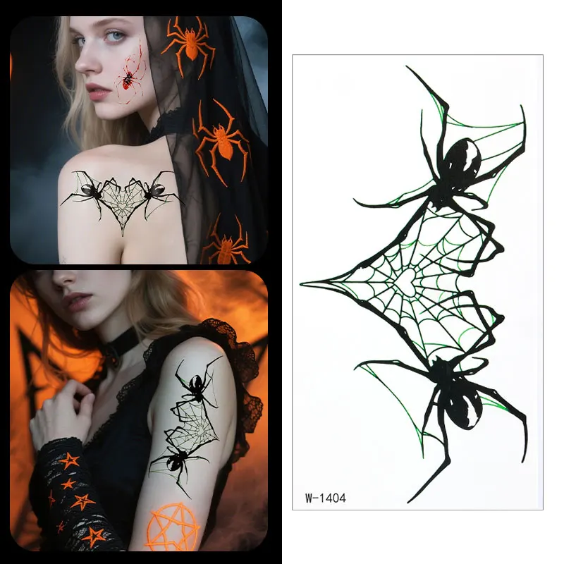 هالوين المؤقتة الوشم ملصق الظلام العنكبوت الهيكل العظمي العقرب مقاوم للماء الوشم ملصق للرجال النساء هيئة الفن الوشم وهمية