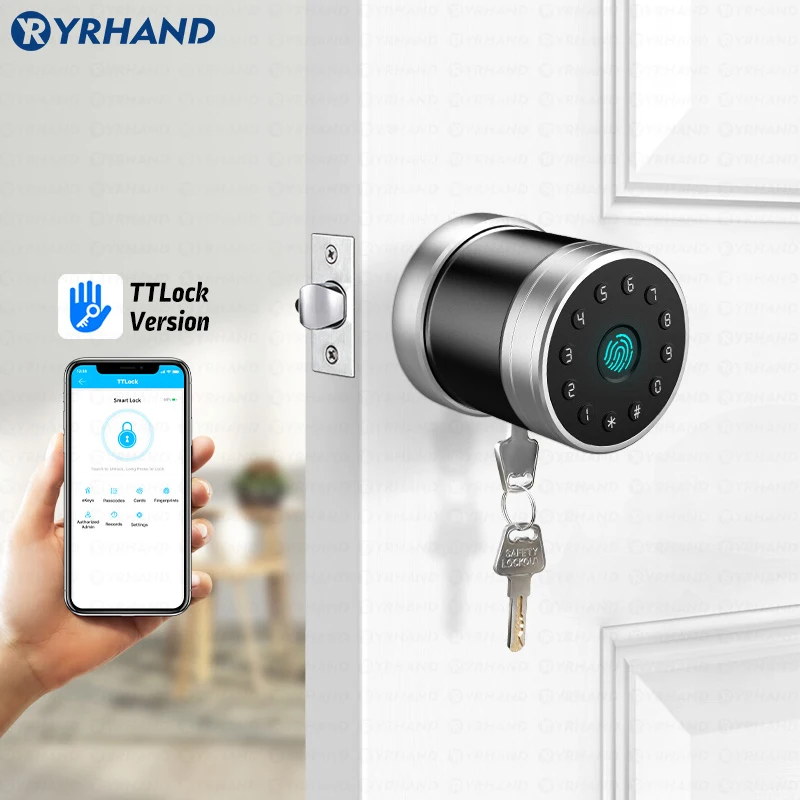 Imagem -02 - Intelligent Electronic Door Lock para o Quarto Tuya Smart Door Lock Impressão Digital Senha Chave Ttlock App Management Segurança Portátil