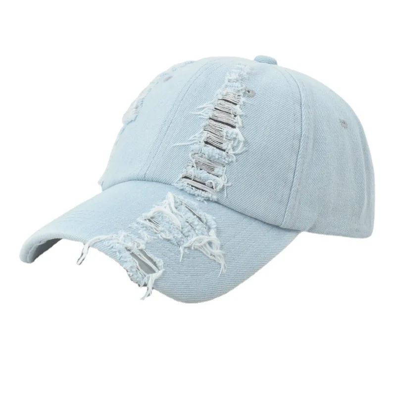 

Unisex Personalized Fashion Distressed Hip-hop Cap Trendy Street Outdoor Sunshade Hat Retro Washed Denim Fabric Baseball Cap