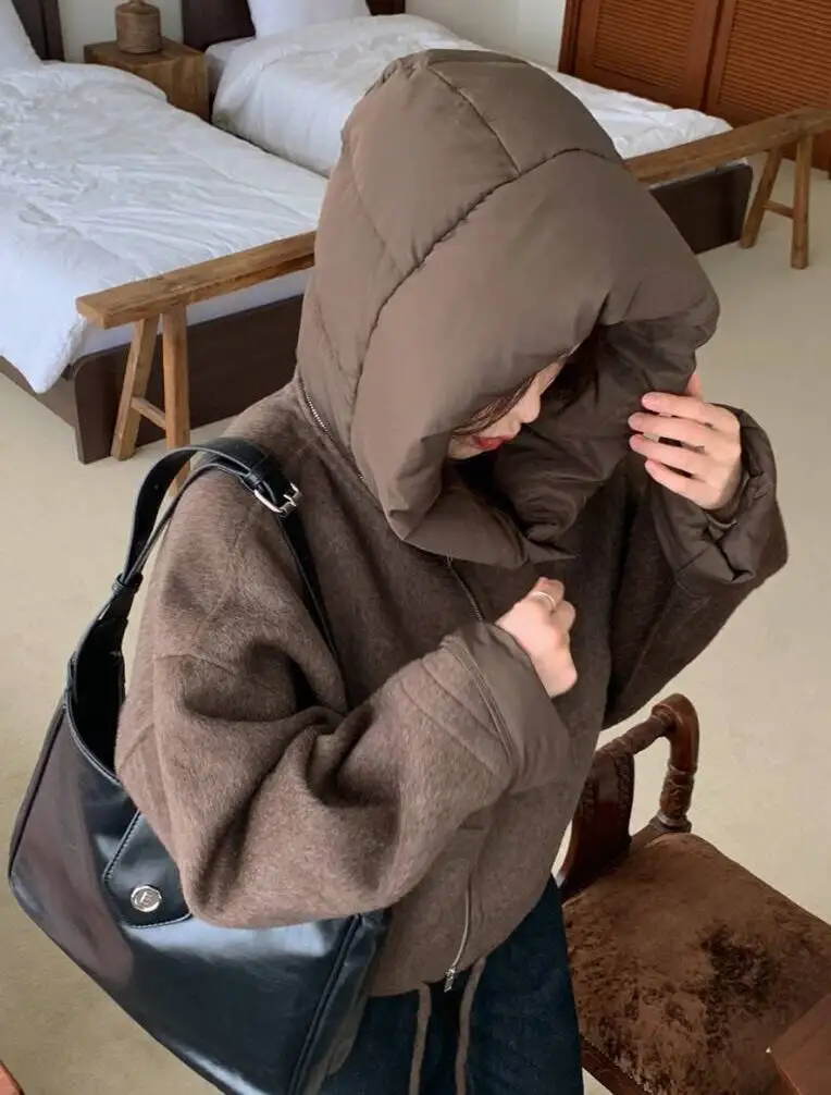 معاطف نسائية من مزيج الصوف معطف صوفي مطبوع للشتاء وياقة مدببة ناضجة أنيقة على الطراز الفرنسي لمكتب سيدة مؤتمر رسمي #4