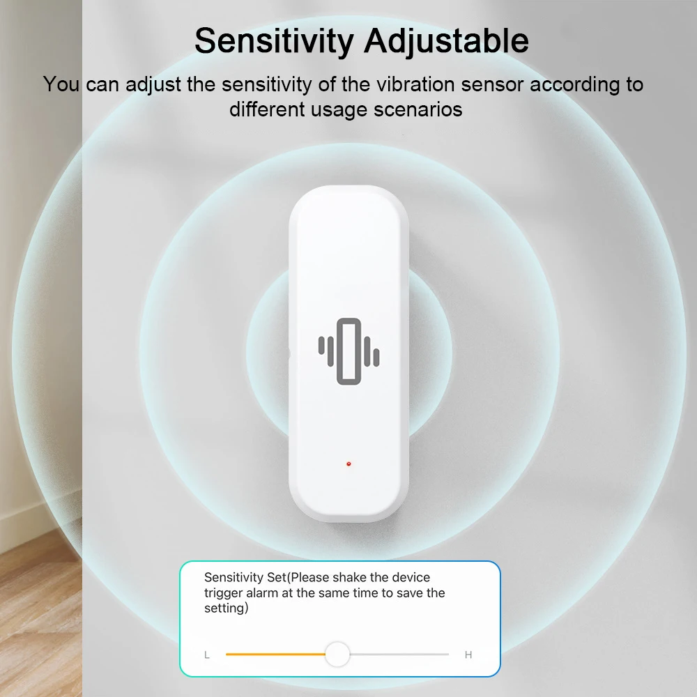 Tuya Zigbee/WiFi Vibration Sensor Smart Detection Notification Realtime Motion Shock Alarm Self Denfense Protect History Records