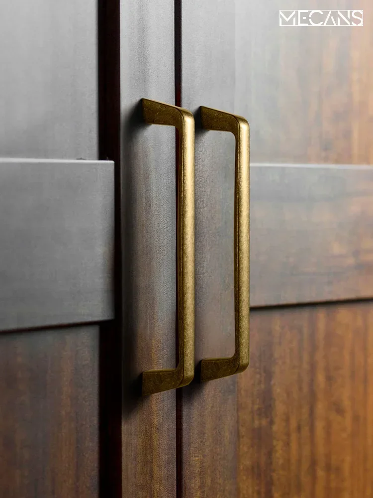 Antique Brass Cabinet Handles Drawer Knobs Solid Vintage Bronze Bar Pulls Retro Brass Kitchen Hardware for Cupboard Furniture